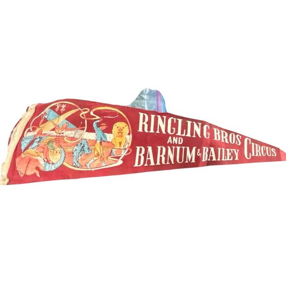 Vintage Ringling Bros and Barnum and Bailey Circus Felt Flag Banner - Picture 1 of 3